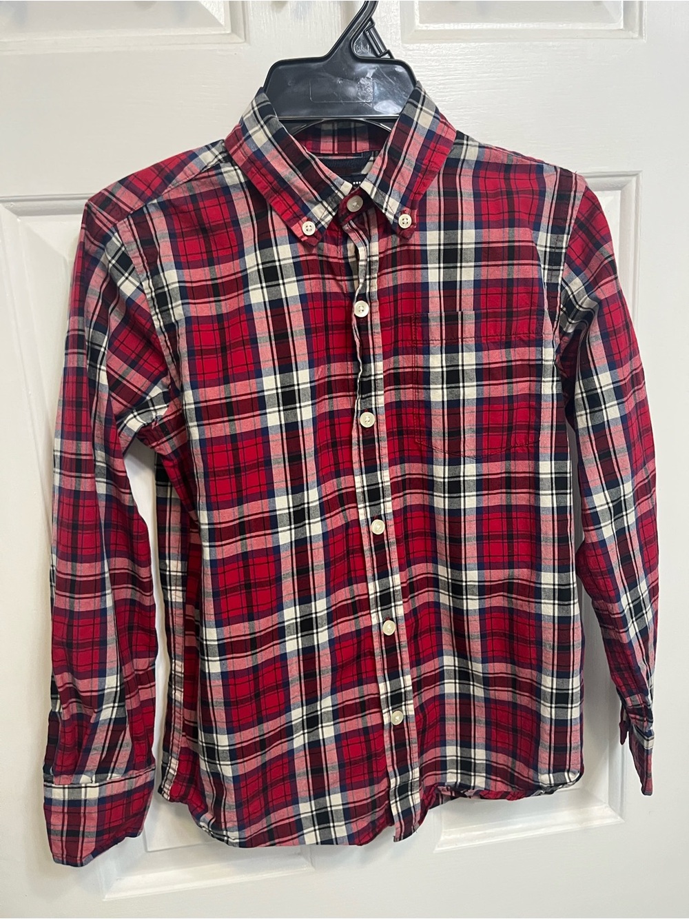 GAP Red Black White Plaid Button-Down Shirt for Kids